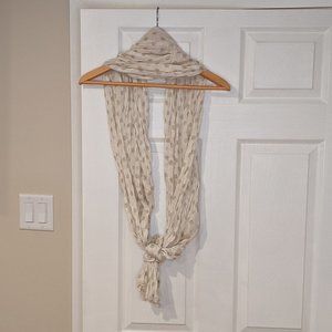 H&M Light Scrunched Scarf - Cream w/ Taupe Grey Polka Dots